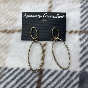 Accessory Connection Gold Tone Double Oval Hoop Statement Earrings